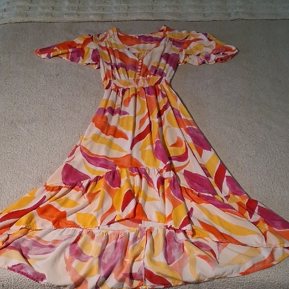 Anthropologie Able The Lable Vibrant High Low Dress XS